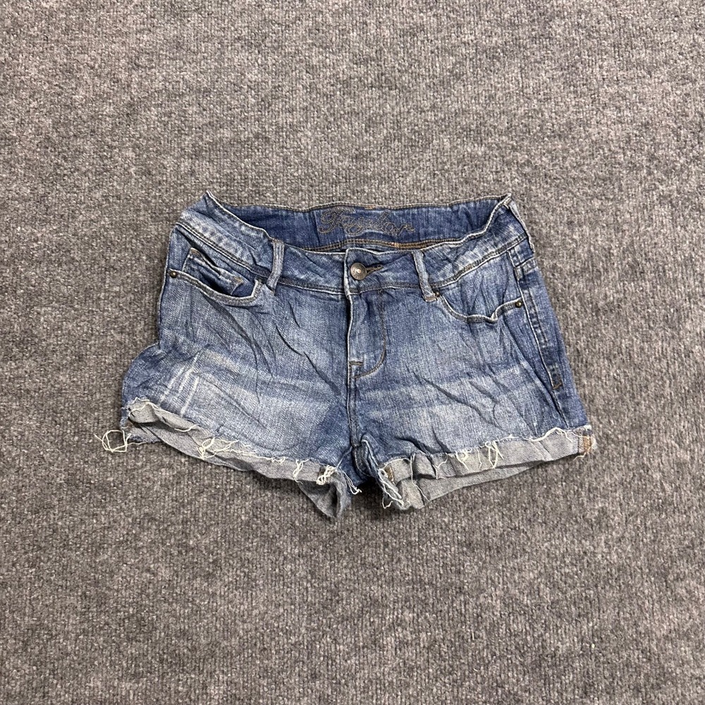 dELiA*s Shorts Womens Size 1/2 Blue Taylor Denim Raw Hem Frayed Casual Stretch